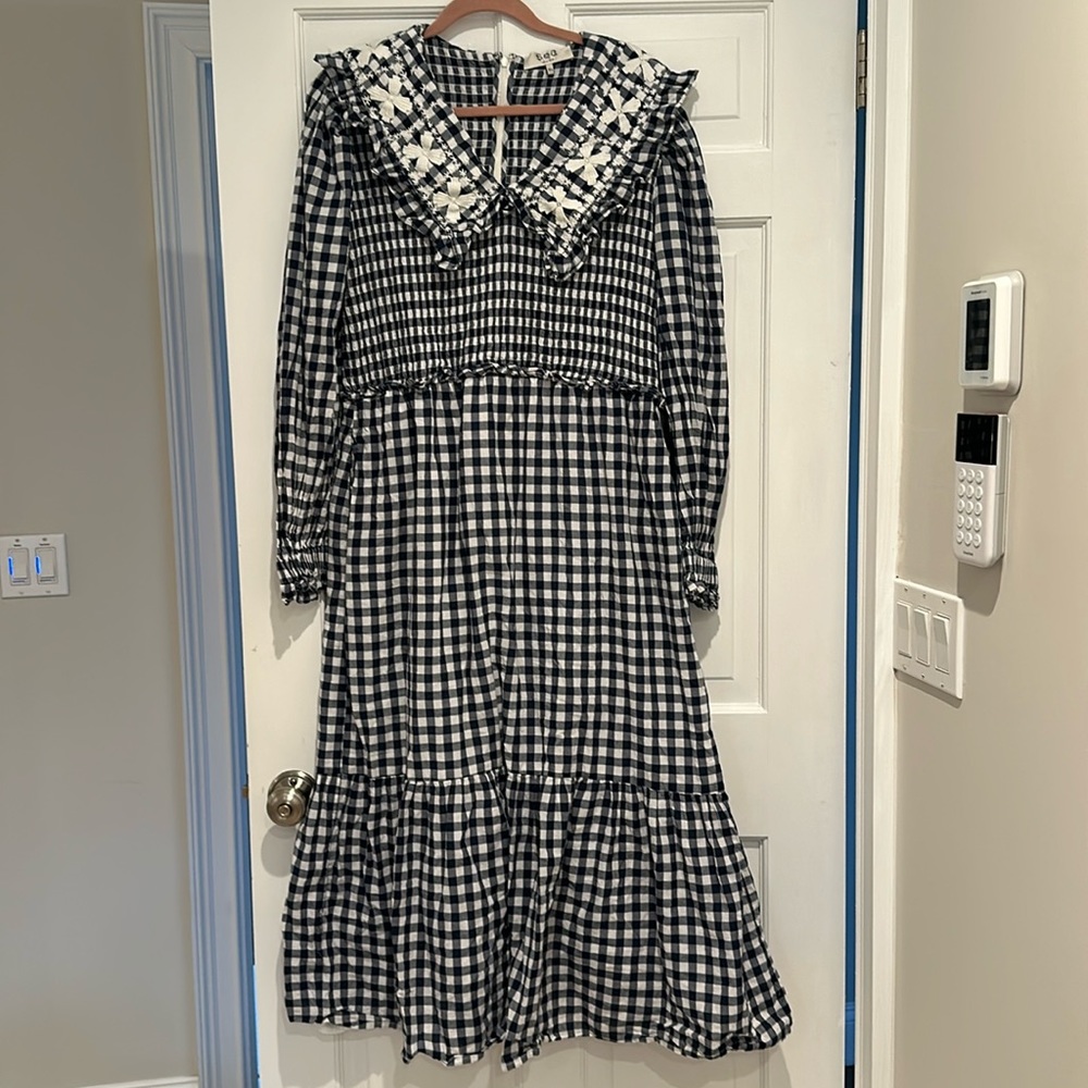 Sea Blue and White Gingham Dress